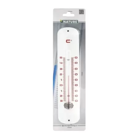 Muurthermometer metaal wit h30cm