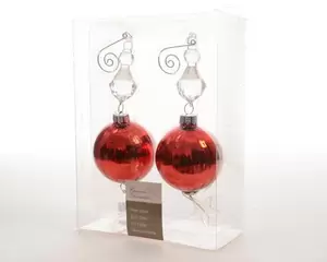 2 Bal glas acryl Kerst rood