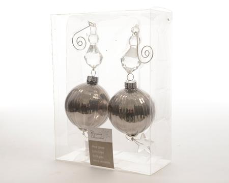 2 Bal glas acryl Wol grijs