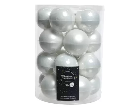 Kerstbal glas 20 stuks 60 mm Winterwit