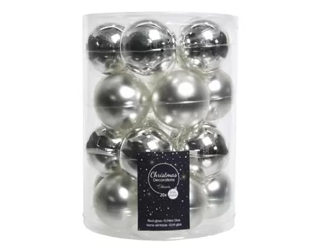 Kerstbal glas 20 stuks 60 mm Zilver