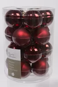 20 kerstbal glas glans-mat 60mm Ossenbloed rood