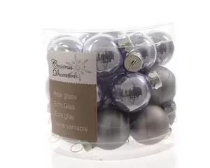 24 Kerstbal glas emaille-mat 25mm Vergrijst Lila