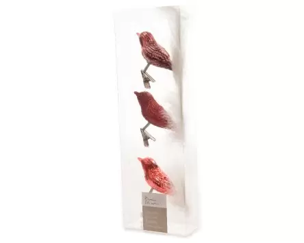 Vogel Glas Ton Sur Ton 3 stuks rood/kleur(en) 75mm