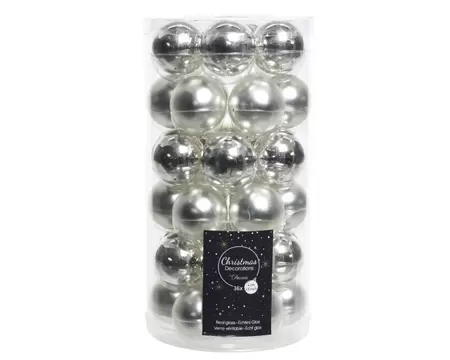 Kerstbal glas 36 stuks 40 mm Zilver
