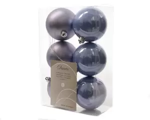 6 kerstbal plastic glans-mat 80mm Vergrijst Lila