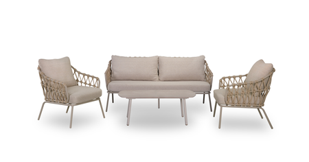 Alban loungeset 4-delig Sandy beach - Pearl - Sintered stone