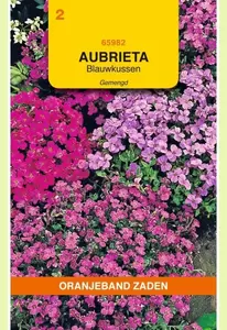 Aubrietia, Blauwkussen gemengd Oranjeband - afbeelding 1