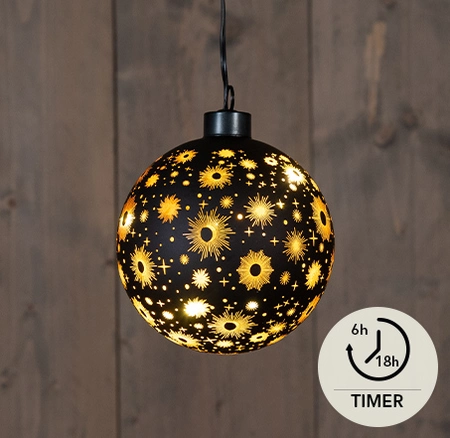 GLAS BAL MAT ZWART KOSMOS 10CM