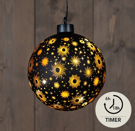 GLAS BAL MAT ZWART KOSMOS 12CM
