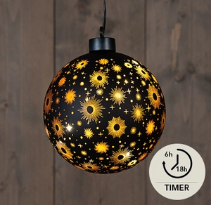 GLAS BAL MAT ZWART KOSMOS 12CM