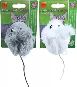 Kattenspeelgoed bibber muis pluche 8cm