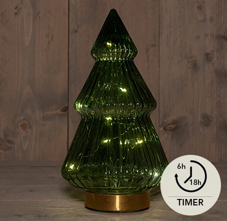 GLAZEN BOOM GROEN 15X28,5CM