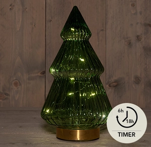 GLAZEN BOOM GROEN 15X28,5CM