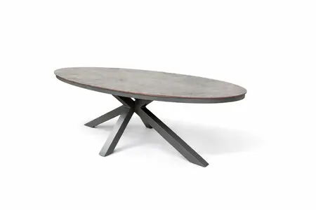 Brescia oval HPL dining table 220x115cm anthracite top