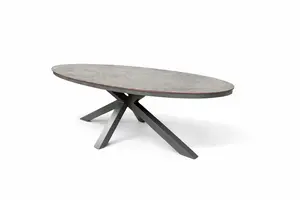Brescia oval HPL dining table 220x115cm anthracite top