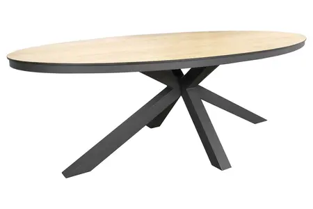 Brescia oval HPL dining table 220x115cm woodcolor top