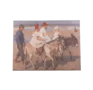 Buitencanvas 58x78cm Ezeltje rijden langs het strand - ISAAC ISRAELS