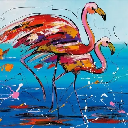 Buitenschilderij l79b79cm flamingo