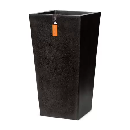 Capi Lux Bloempot Taps Vierkant 24x24x46cm Zwart