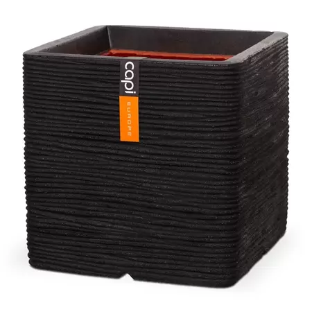 Capi Nature Rib Bloempot Vierkant 40x40x40cm Zwart