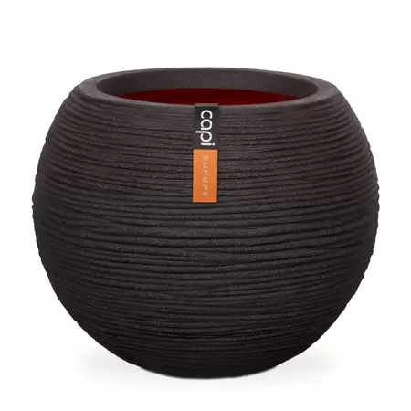 Capi Nature Rib Vaas Bol ⌀40cm h32cm Zwart
