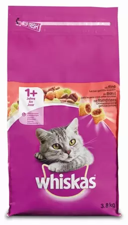 Whiskas droog adult rund 3,8kg