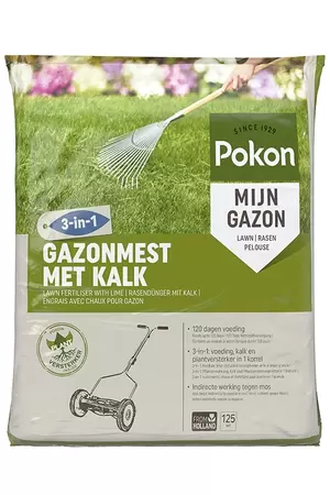 Gazonmest met Kalk 3-in-4 125m2 Pokon