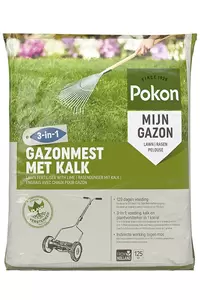 Gazonmest met Kalk 3-in-4 125m2 Pokon