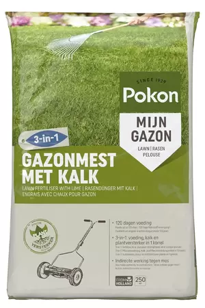 Gazonmest met Kalk 3-in-5 250m2 Pokon