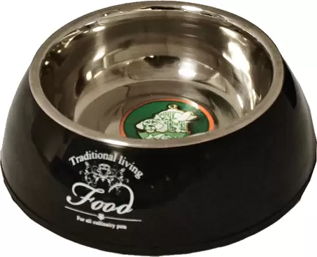 Hondeneetbak Water of Food plastic/rvs zwart. 14 cm.