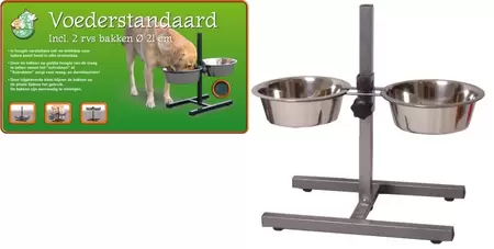 Hondeneetbakstandaard Water en Food incl. 2 bakken hamerslag. 21 cm.