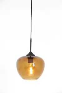 Hanglamp Ø23x18 cm MAYSON zwart+glas bruin
