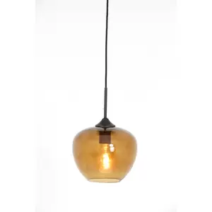Hanglamp Ø40x34 cm MAYSON zwart+glas bruin