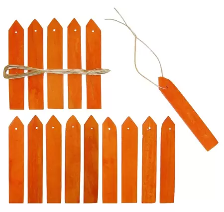 Houten plantenetiketten met ijzerdraad geel H10cm set à 15 stuks - afbeelding 1