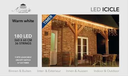 Ijspegelverlichting 180l/l60b360cm Led warm wit
