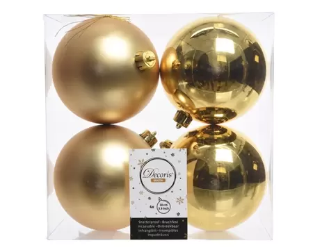Kerstbal 4 stuks plastic 100 mm Licht Goud