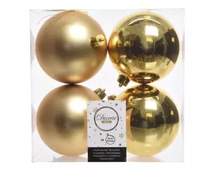 Kerstbal 4 stuks plastic 100 mm Licht Goud