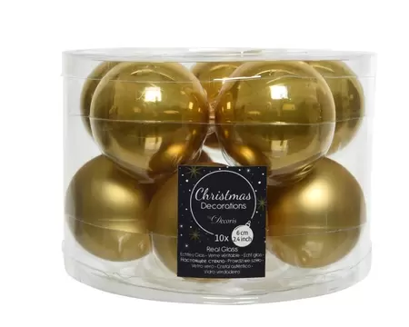 Kerstbal glas 10 stuks 60 mm Mosterd