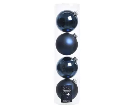 Kerstbal glas 4 stuks 100 mm Nacht Blauw