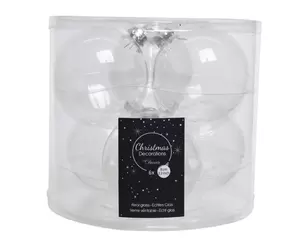 Kerstbal glas 6 stuks 80 mm transparant
