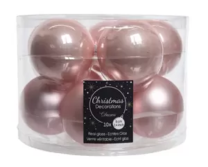 Kerstbal glas 10 stuks 60 mm Poederroze