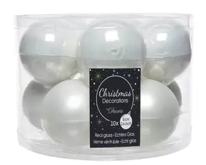 Kerstbal glas 10 stuks 60 mm Winterwit