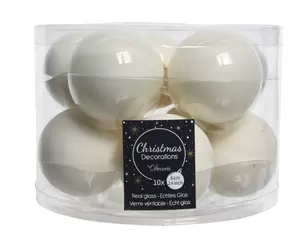 Kerstbal glas 10 stuks 60 mm Wolwit