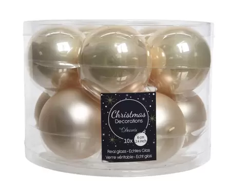 Kerstbal glas 10 stuks 60 mm Parel