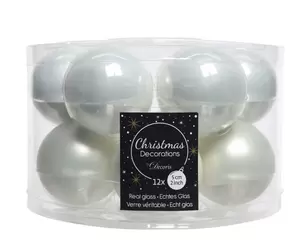 Kerstbal glas 12 stuks 50 mm Winterwit