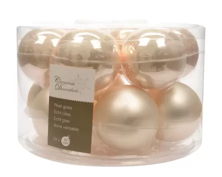 Kerstbal glas 12 stuks 50 mm Parel