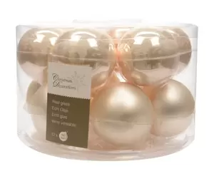 Kerstbal glas 12 stuks 50 mm Parel