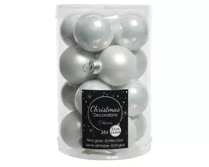 Kerstbal glas 16 stuks 35 mm Winterwit