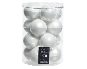 Kerstbal glas 16 stuks 80 mm Winterwit